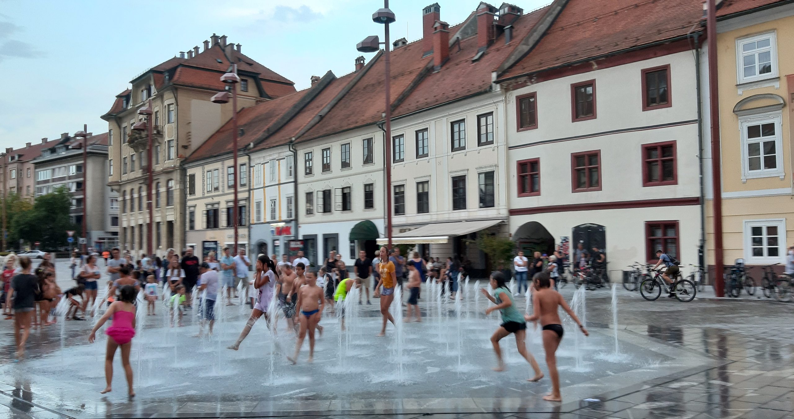 Maribor's Main square on a hot summer evening